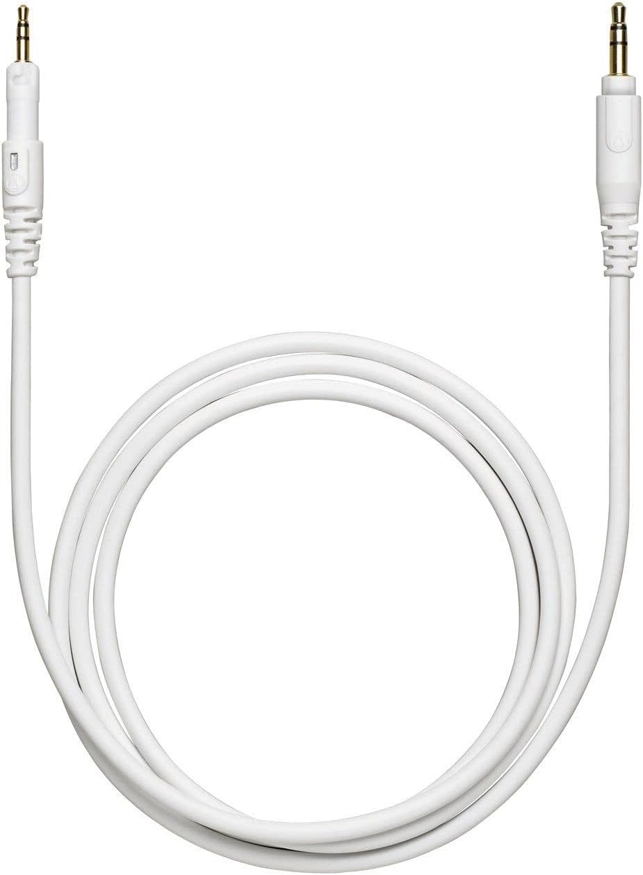 Audio Technica ATH-M50X White Professional Studio Monitor Headphones Wired Bundle with 3 Detachable Cables, 25ft Headphone Extension Cable, Adapter, Pouch and Instrument Polishing Cloth