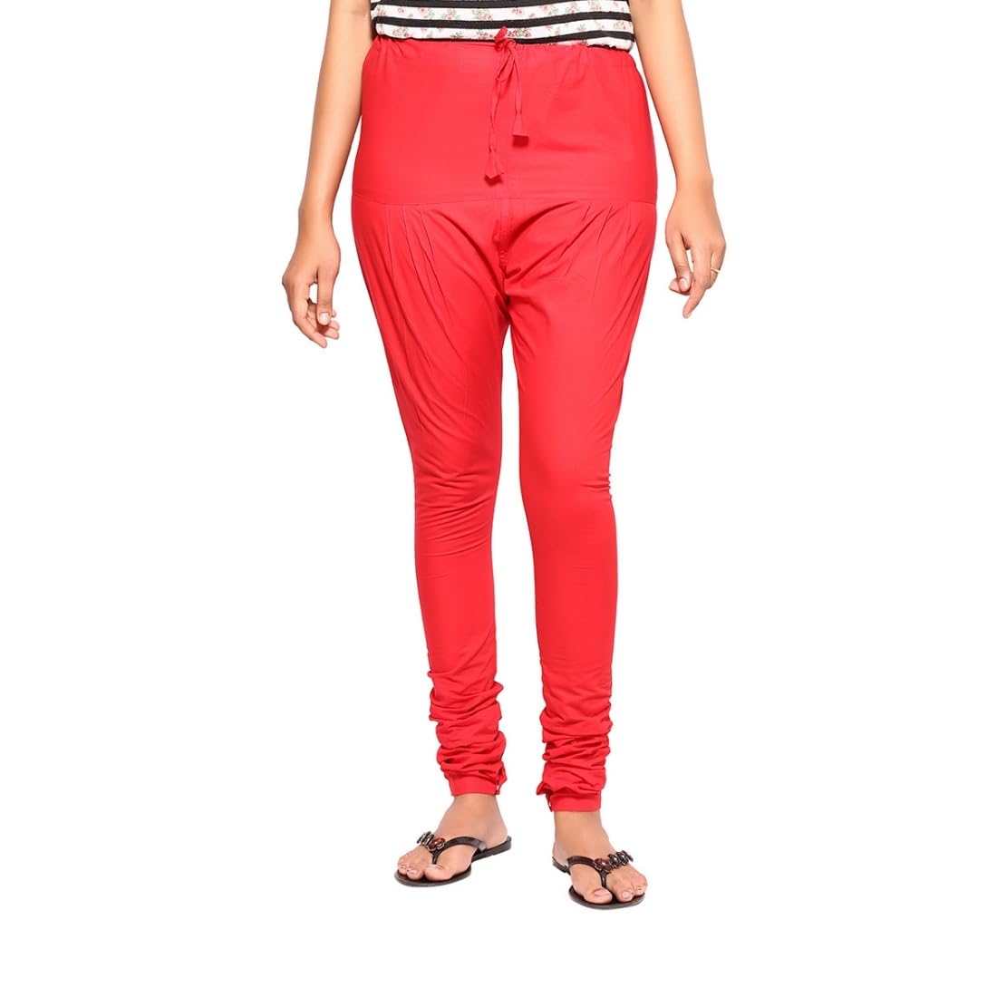 Women’s Cotton Gathering Churidar Pants - Ethnic Gathereing Ankle, Drawstring Waist Bottoms for Kurtas, Office, Party, Casual Clothing-image-15