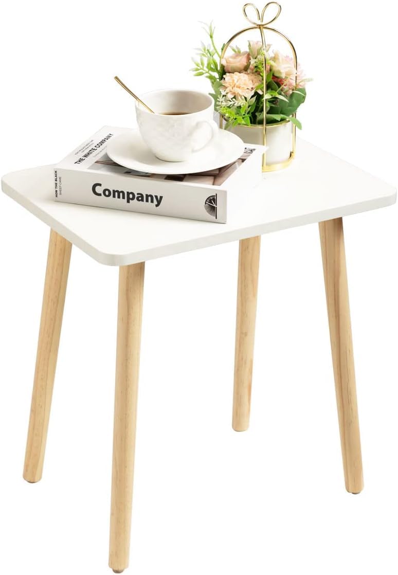 FORAOFUR Kleiner Beistelltisch, einfache Montage, Tisch Klein für Wohnzimmer, Schlafzimmer, Balkon, Büro, Höhe 42 cm, Beistelltisch weiß, mini Tisch, Nachttisch, Weiß