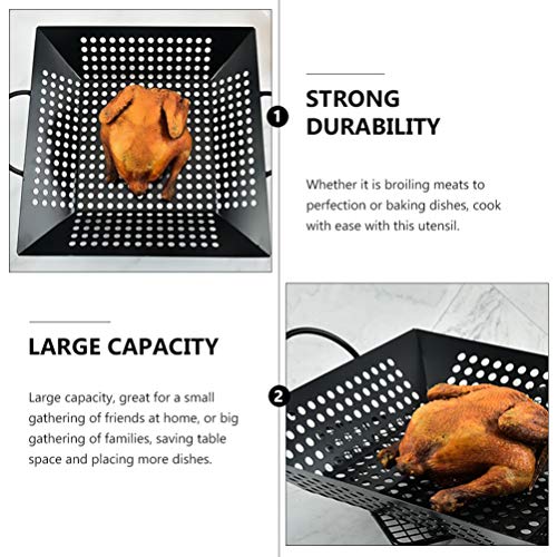 Hemoton – Cesta de churrasco com alça perfurada para grelha, bandeja portátil para churrasco, utensí