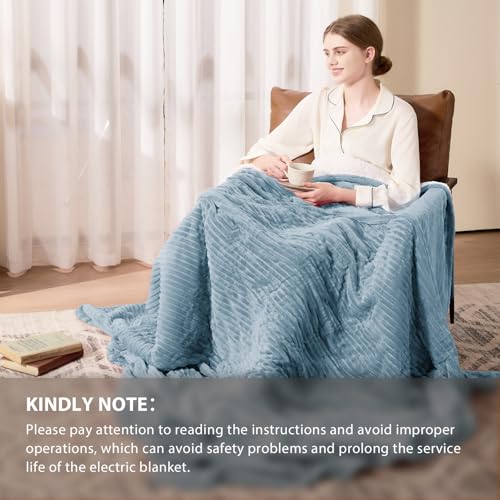 Image of Homemate Electric Heated Blanket King Size - 100 inchx90 inch Heating Blanket King Size Dual Control 1 /2 /4 /6 /8 Hours Auto-Off 10 Heat Level Over-Heat Protection Soft Flannel Sherpa ETL Certification