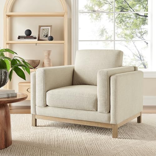 Sillón acogedor chenille marfil moderno miniatura 2