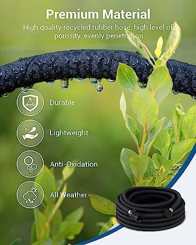 DEWENWILS Soaker Hose 50FT for Garden Beds, 1/2 Inch Round Drip Hose with Pressure Regulator, Save 75% Water, Irrigation Hose for Vegetable/Fruit Beds, Shrubs, Lawn, Yard - Thumbnail 5