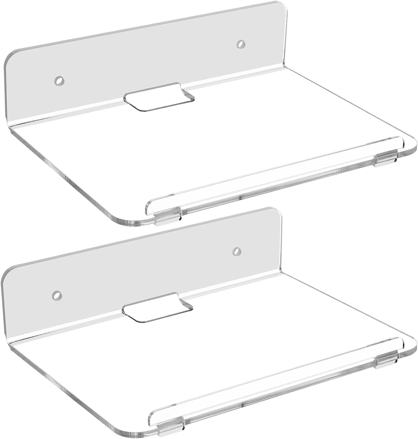 Kd Retail Acrylic Set top Box Stand Holder Wall Mounted for Set top Box WiFi Router organizor Pc Speaker Security Camera Figures etc in Office and Home Pack of 2 Pc-image-17