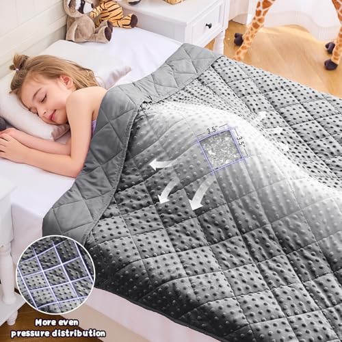 Grey Weighted Blanket Kids 10lbs, 40"x60", Breathable Cooling Minky Heavy Throw Blanket for 80-120lbs, Soft Winter Thick Big Blankets Weighted Comforter Gift for Sleeping