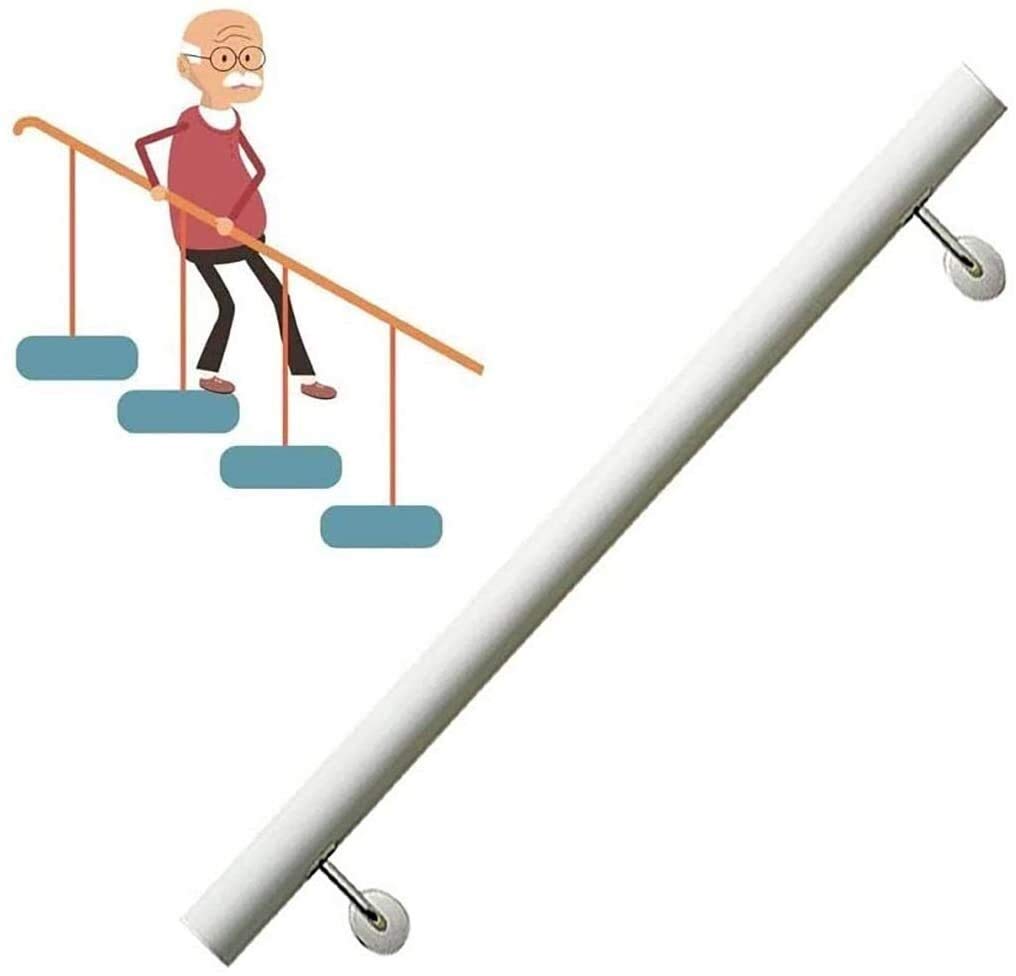 Barre de support escalier bois blanc 160 cm antidérapante au design élégant et sécurisé