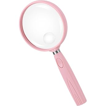 Magnifying Glass, 10x and 30x, Handheld, Magnifying Glass, Large, Easy to Read, Lightweight, Simple, Diameter 3.0 inches 75 mm, Convenient for Reading Materials Pink
