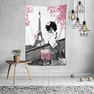 SELPONT Grehge erican Black Girl Tapestry Wall Hanging Grey Pink Fashion Garden Sculpture Outdoor Decoration