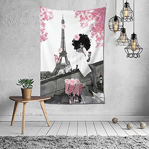 SELPONT-Grehge-erican-Black-Girl-Tapestry-Wall-Hanging-Grey-Pink-Fashion-Garden-Sculpture-Outdoor-Decoration