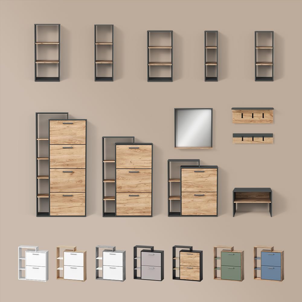 Livinity scaffale portaoggetti Ortello Antracite/Rovere dorato 30x90.5 cm