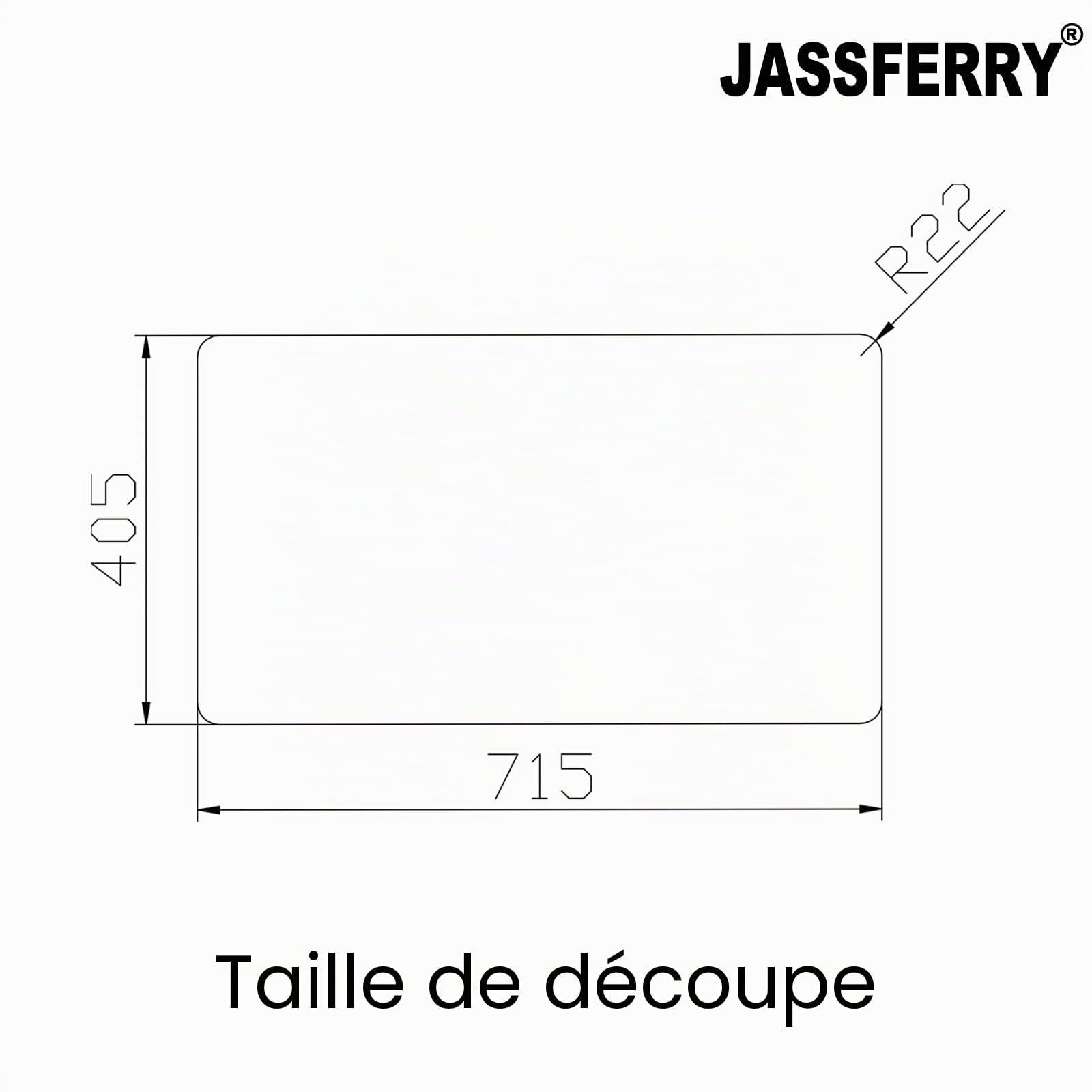 JASSFERRY Evier Cuisine 2 Bac 750 x 440mm, Acier Inoxydable 304 avec Trop-plein, Sous Plan