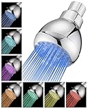 High Pressure Led Showerhead, High Flow Shower Head with Lights, Color Changing Showerhead, 7 Color Light Automatically, Basic Shower Head with Led Lights, No Battery, Easy Installation, Chrome