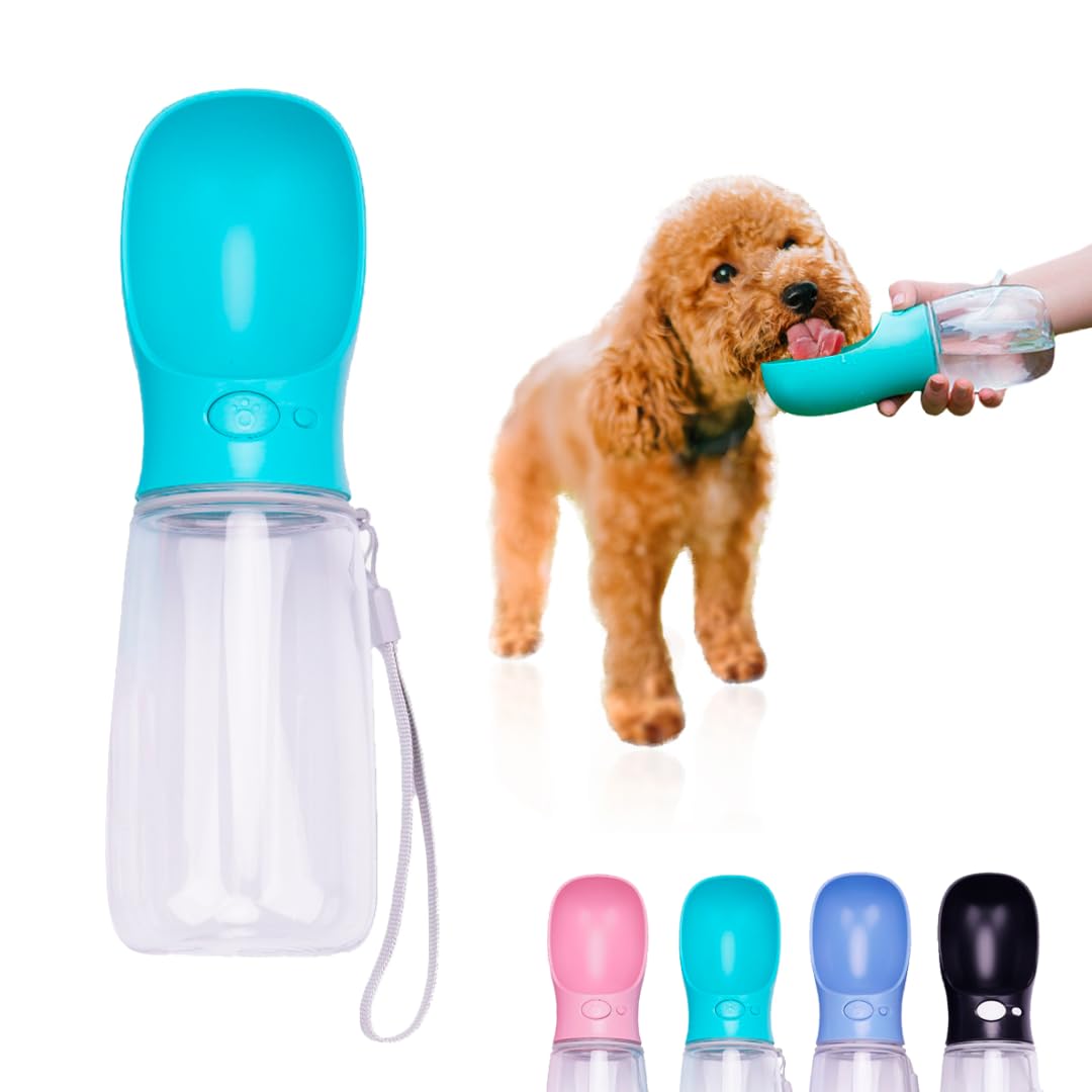 Portable Dog Water Bottle with Bowl – Leak Proof, Lightweight Travel Water Bottle for Dogs. (Green, 350 ml)