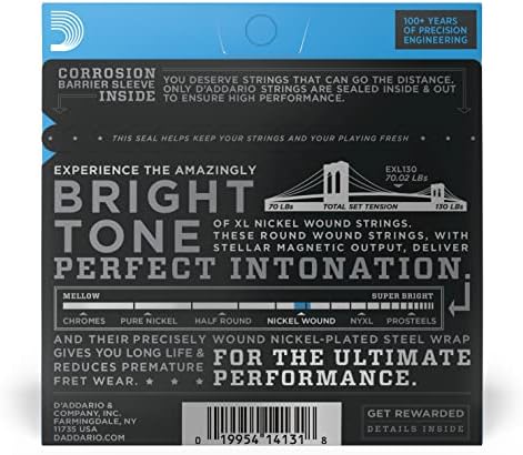 D'Addario Guitar Strings - XL Nickel Electric Guitar Strings - EXL130 - Perfect Intonation, Consistent Feel, Reliable Durability - For 6 String Guitars - 08-38 Extra Super Light