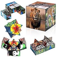 Tierwürfel Zauberwürfel, 2 in 1 Zauberwürfel für Kinder, Magic Puzzle Cubes, Infinity Cubes Spiel, 3D Tier-Zappelwürfel-Spielzeug, Stressabbau Spielzeug für Jungen Mädchen Erwachsene Geschenk