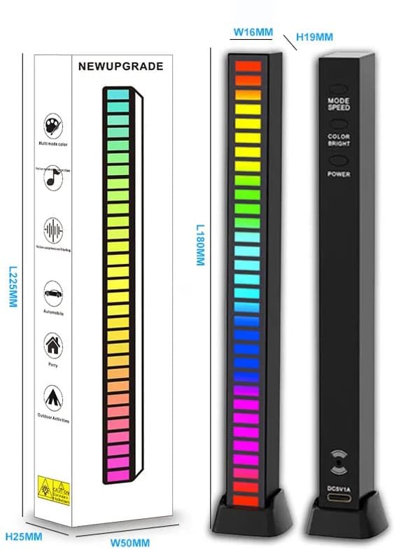 Image of 32-Bit RGB Rhythm Light Sound Control Voice Activated for Desktop Table Gaming Room Car TV DJ and Home Rechargeable | Night Light (Rhythm-Light)
