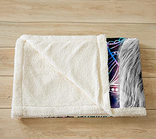Highland Cow Throw Blanket Boho Mandala Plush Blanket For Kids Adults Galaxy Bohemian Floraled Sherpa Blanket Exotic Style Fuzzy Blanket For Sofa Bed,Chic King 87X94 Inch #TOP2