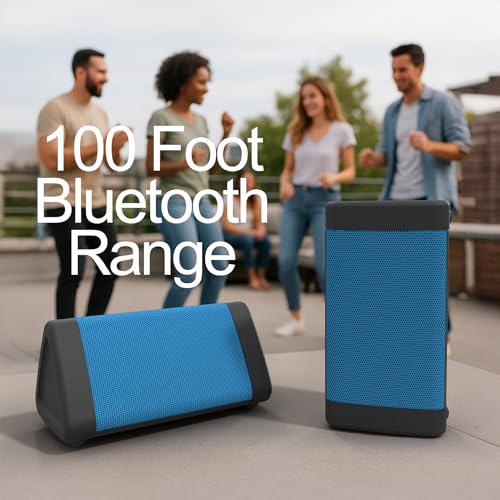 Image of OontZ Angle 3 (4th Gen) - Portable Bluetooth Speaker, 12W Stereo Sound, 24 Hour Playtime, Rich Bass, 100 Foot Wireless Range, Waterproof, Home, Outdoor, Travel, Great Gift (Blue)