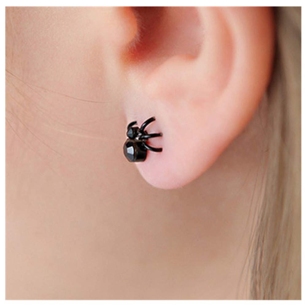 CaiyaoTiny Spider Stud Earrings Horror Spider Studs Earrings Vintage Gothic Earrings Punk Unisex Jewelry for Women Men