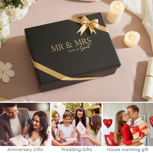 AW BRIDAL Mr and Mrs Wine Glasses Set of 2 for Engagement Bridal Shower, Wedding Gifts for Newlywed Couples 2025, Personalized Anniversary Wine Glass Gift Basket for Bride Groom and Fiance Fiancee - Image 3