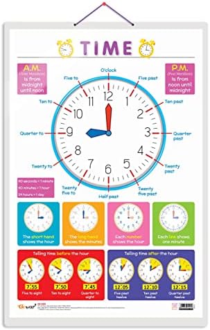 TIME Early Learning Educational Chart for Kids | 20"X30" inch |Non-Tearable and Waterproof | Double Sided Laminated | Perfect for Homeschooling, Kindergarten and Nursery Students