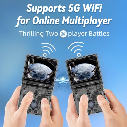 Image of Anbernic RG35XXSP Flip Retro Handheld Game with 3.5 Inch IPS Screen Linux System Built-in 64G TF Card 5532 Games Support 5G WiFi Bluetooth TV Output(Transparent Black)