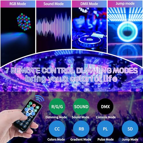 Manalete 36 LED Stage Lights, Par Light with Remote & DMX Controlled Sound Activated Uplights for Events Wedding Birthday Christmas Music Show Dance Party DJ Lighting, 4 Pack - Image 8