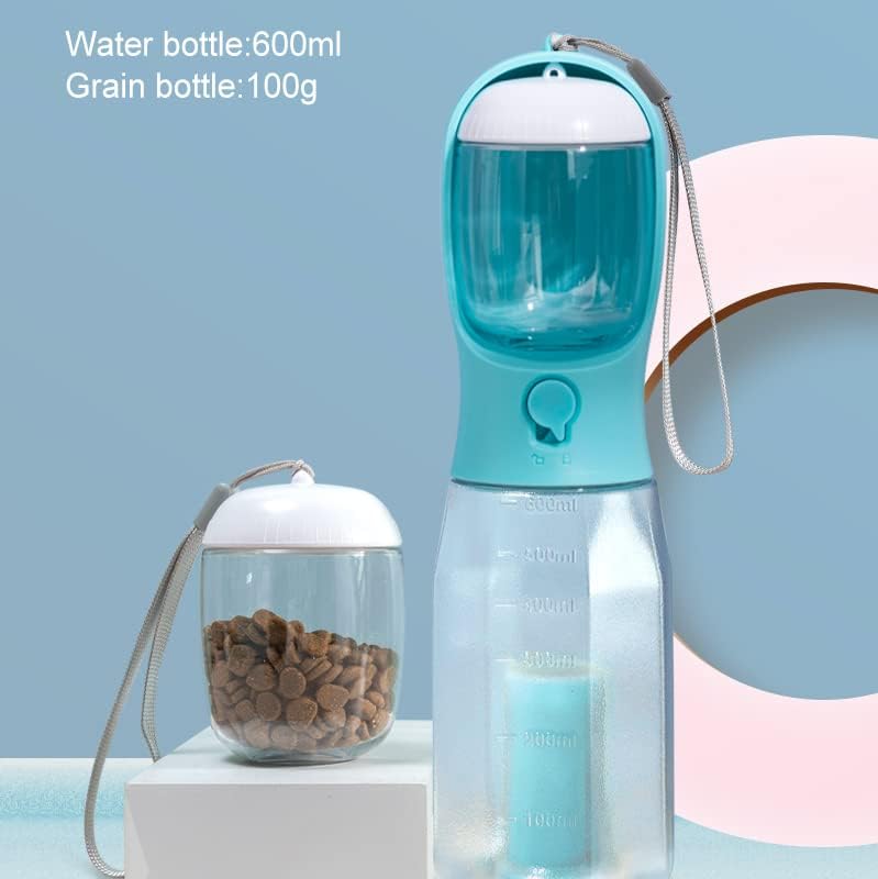 Miniatura 4 de Botella de agua para perros, contenedor portátil de almacenamiento de alimentos de viaje y ranura para bolsa de excrementos y cuencos de agua