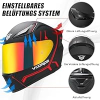 VCOROS Integralhelm für Unisex WS-609 Motorradhelm ECE 22.06 Zertifiziert – Ansicht 6