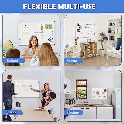 WALGLASS Double-Sided White Board, 24\" x 18\" Dry Erase Board Magnetic Whiteboard for Wall, Hanging Mounted Whiteboard Silver Aluminium Frame for Home, School, Office, Kitchen - Thumbnail 5