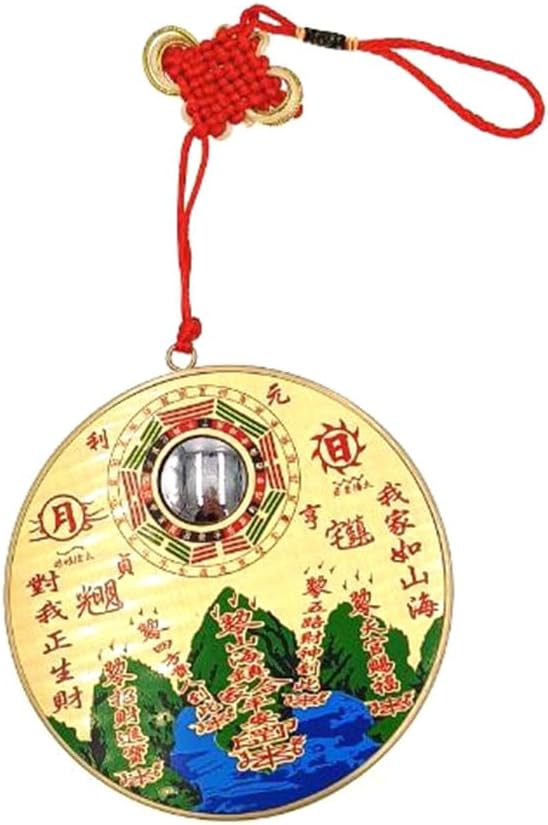 Traditional Chinese Feng Shui Convex Alloy Bagua Mirror New Year Ornaments for Home Decoration Copper Plate Round Bagua Mirror Convex for Protection (Round Mirror one)