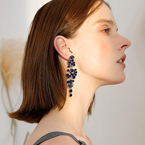 BriLove Women's Bohemian Boho Wedding Bridal Crystal Floral Chandelier Hollow Dangle Earrings - Image 3