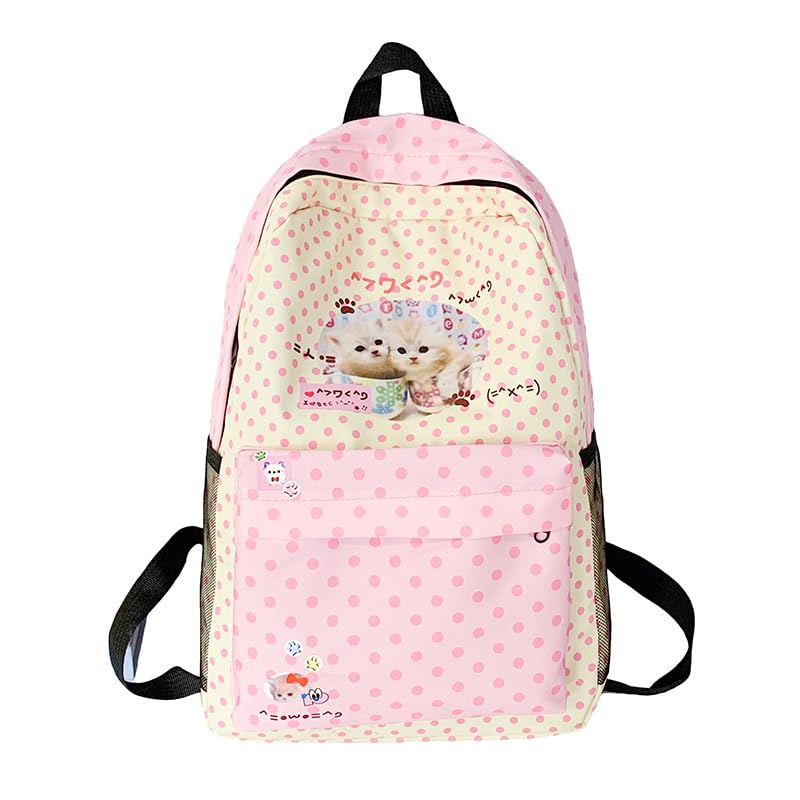 Winatehr kawaii cutecore backpack for school cute cartoon backpacks kitty cat pink senior japanese korean back bag for girl fashion y2k aesthetic supplies trendy stuff