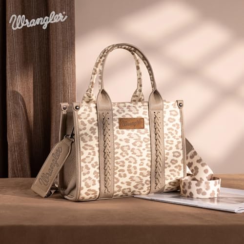 Image of Wrangler Cow Print Tote Bag for Women Western Purse Boho Top Handle Satchel Handbag with Signature Strap