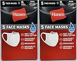 AIRQUEEN [10 Masks] Hane's Men's and Women's Soft 3-Ply 100% Cotton Washable and Reusable Face Masks with Adjustable Nosepiece,One size Fits most.(White)