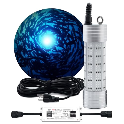 Underwater-Fishing-Light-150W110-240V-AC-High-Brightness-20000-Lumens-Submersible-Led-Fishing-Lights-IP68-Waterproof-Night-Fishing-Attractor-Green-Light-for-Docks-Boats-or-Kayaks-30ft-Power-Cord