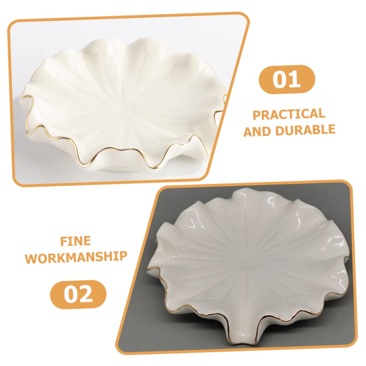 Ciieeo Ceramic Soap Tray Water Draining Function Elegant Countertop Soap Holder Cute Design for Bathroom Kitchen and Toilet Use Heavy-Duty Leaf Dish