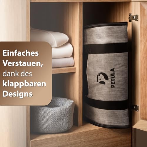 Petula Katzentasche & Hundetasche – Faltbare Transporttasche für Katzen & kleine Hunde bis 13 kg – Formstabil, mit Innenmatte, Belüftung, Tiertransporttasche, Transportbox (Grau)