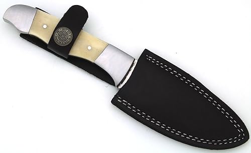 Miniatura 6 de Wild Turkey Handmade Colección Full Tang Natural Camel Bone Cuchillo de caza de hoja fija con funda de cuero al aire libre Pesca Camping (hueso 4)