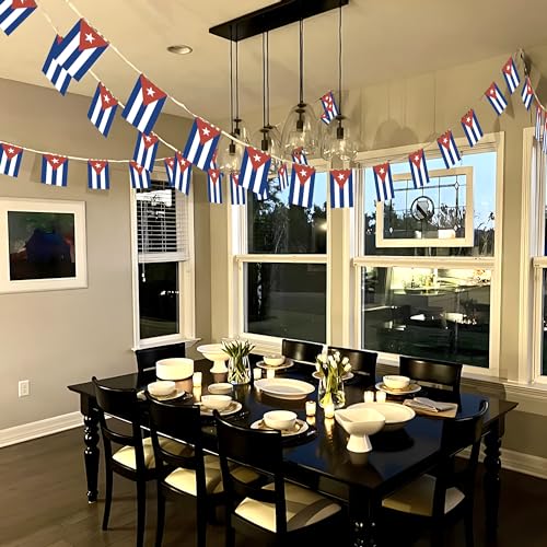 Image of Anley Cuba String Flag Pennant Flags, Patriotic Events 10th of October Cuban Independence Day Decoration Sports Bars - 33 Feet 38 Flags