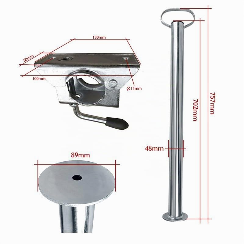 HEYOUTH Soportes de Remolque Altura Regulable,Altura 480mm - 700mm,Soporte y sujeción de Pinza para remolques,con 2 Abrazaderas Ø48mm,para Remolque de Caravana
