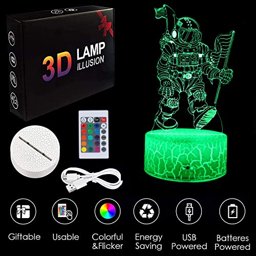 Goden 3D Night Light Lamp, Astronaut Illusion Night Lamp For Kids, Room Decor Bedside Lamp Led Night Lamps With 16 Color,7 Color Changing, Touch & Remote Control For Kids Teen Boys(Walk) #TOP2