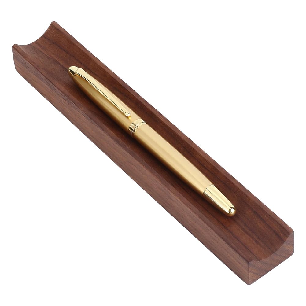 FINGERINSPIRE 200x30.5x20mm Walnut Pen Holder Single Pen Tray Organizer Natural Wood Desk Organizer Premium, Solid Wood, Coconut Brown, Rectangular Design for Office Desk and Home Study