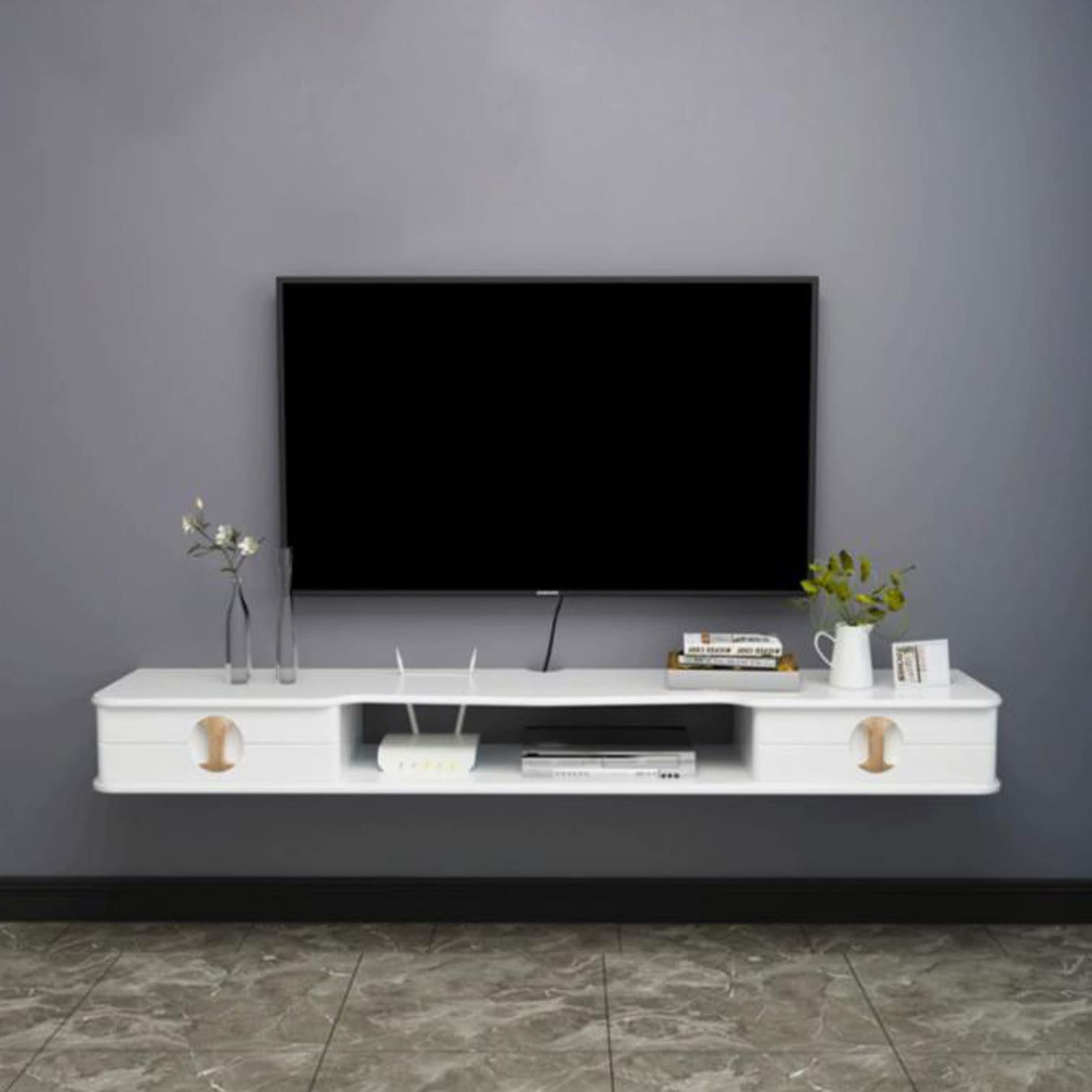 Scaffale galleggiante da parete per TV, lettori DVD, giocattoli, libreria, supporti TV, console TV, organizer con router, set top box, cornici per foto, CD, lettore DVD, Sky Box per la casa