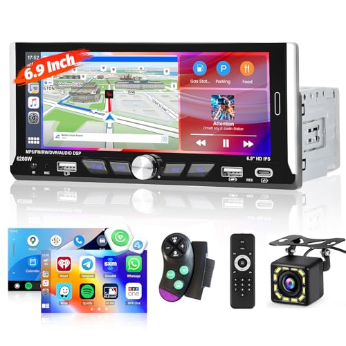 Roinvou Single Din Touchscreen Radio with Wireless Carplay