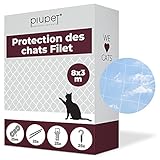 PiuPet® Filet de Protection Chat I 8x3m I Transparent I avec Corde de Fixation I Filet de sécurité I Extra Large