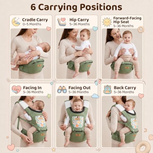 Image of StarAndDaisy Baby Carrier for 0 to 3 Year with Soft Cushioned Hip Seat | Sling Baby Carrier with 2 Storage Pockets | | Soft Cushioned Baby Carry Bag for Newborn to Toddler