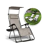 Bliss Hammocks Set of 2 Zero Gravity Chairs, w/Canopy, Pillow and Side Tray, 26' W, Foldable, Adjustable Lounge Recliner, Outdoor Lawn & Patio, Weather Resistant, 300 lbs Capacity, Sand