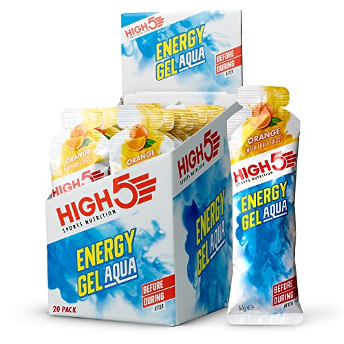 HIGH5 Energy Gel Aqua Liquid Quick Release Energy On The Go from Natural Fruit Juice (20 x 66g Sachets) (Orange)