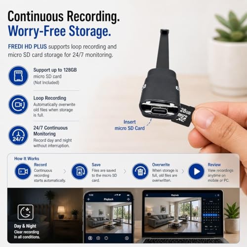Image of FREDI HD PLUS WiFi Button Camera | 1080P HD Video Recording | Flexible Bendable Design | Live View on Mobile & Laptop | iWFCAM App Support | 32GB Memory Card Support | Audio Video Recording Camera